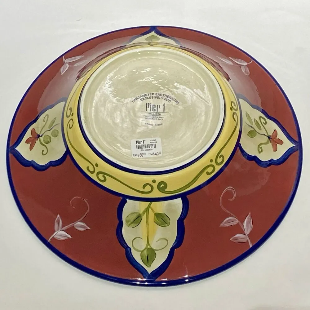 PIER 1 Vallarta Large Pasta Serving Bowl 14.25” Hand Painted Boho Mexican Floral